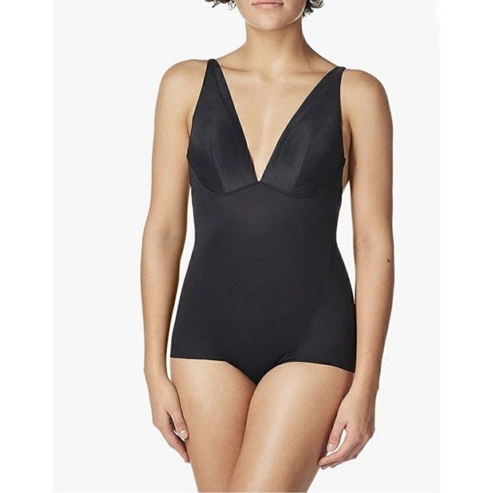 Maidenform Womens Black Cover Your Bases Low-Back Bodysuit Shape-wear NWOT Small
